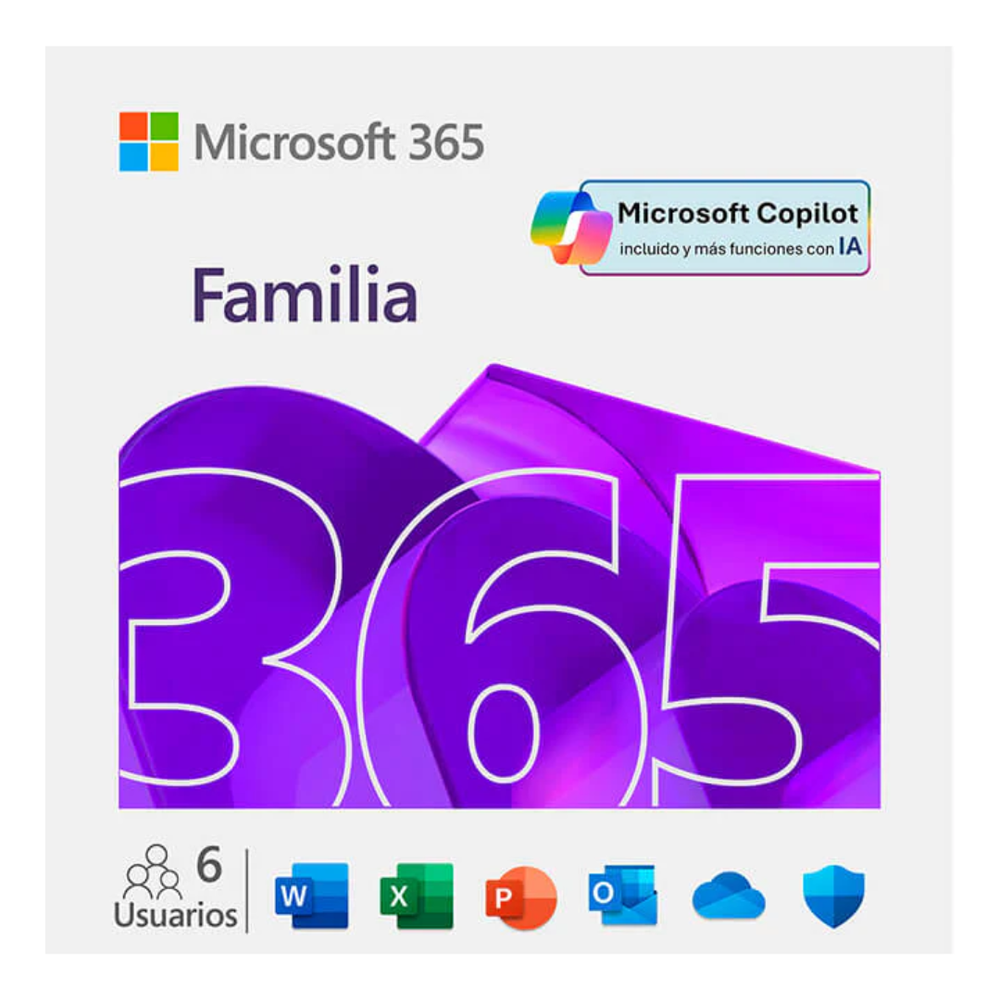 Microsoft Office 365 Familia – 12 Meses, Hasta 6 Usuarios, Productividad Impulsada por IA