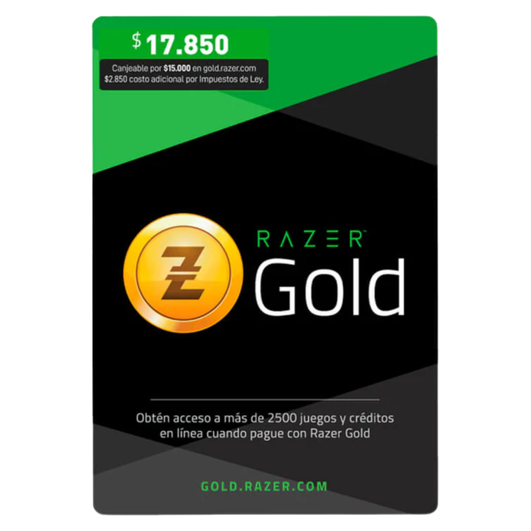 Razer Gold 17,850 COP – Crédit instantané pour les jeux, le contenu en jeu et des récompenses exclusives