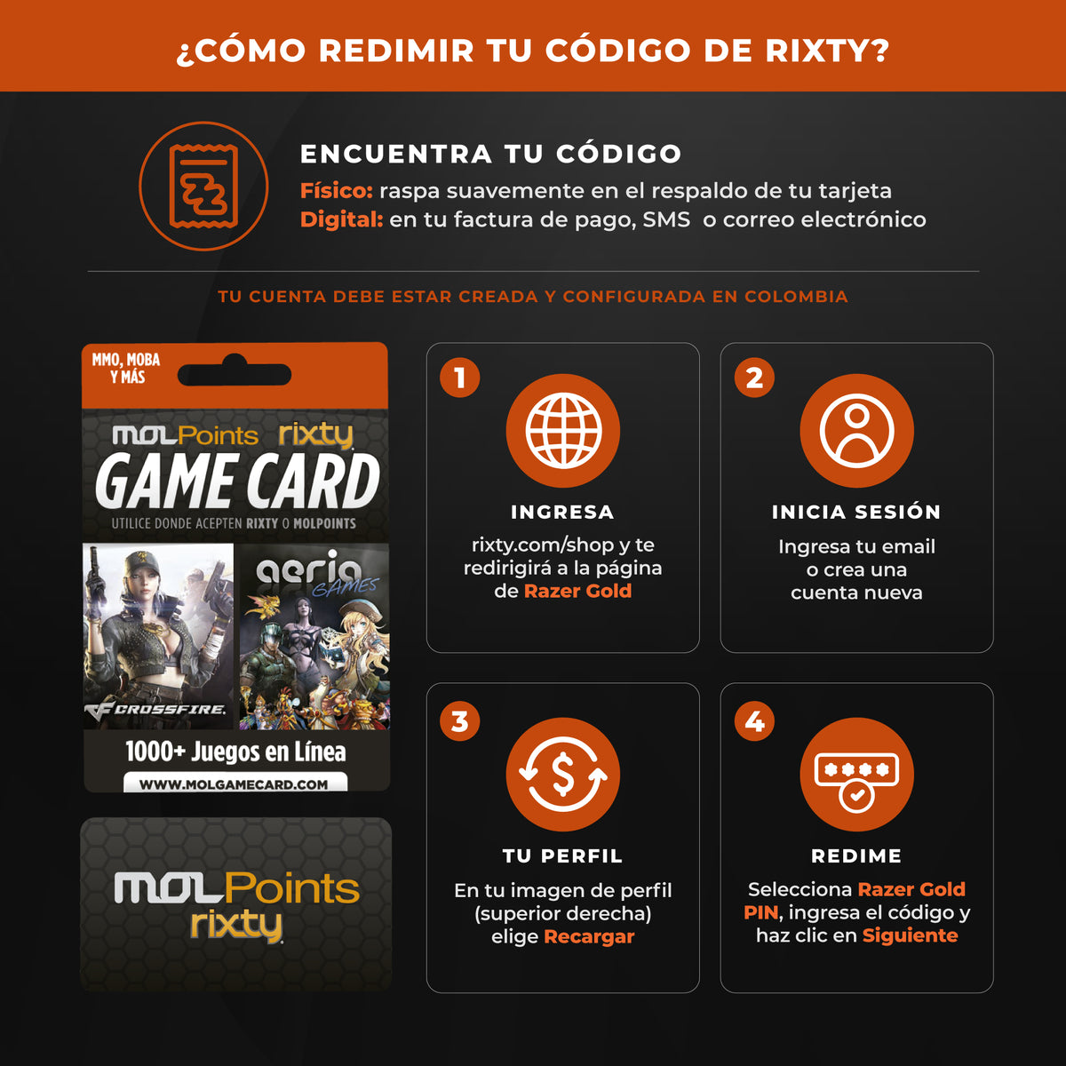 Tarjeta Rixty $64,000 – Crédito Prepago para Más de 1,000 Juegos en Línea, DLCs y Más