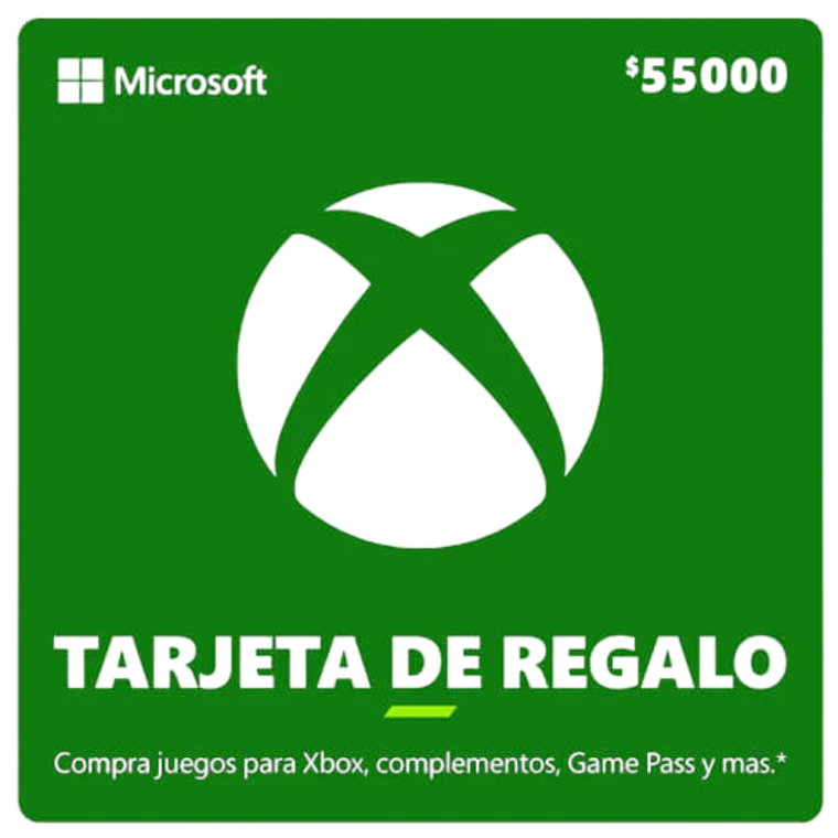 Carte-cadeau Xbox 55.000 COP – Jeux, extensions et divertissement