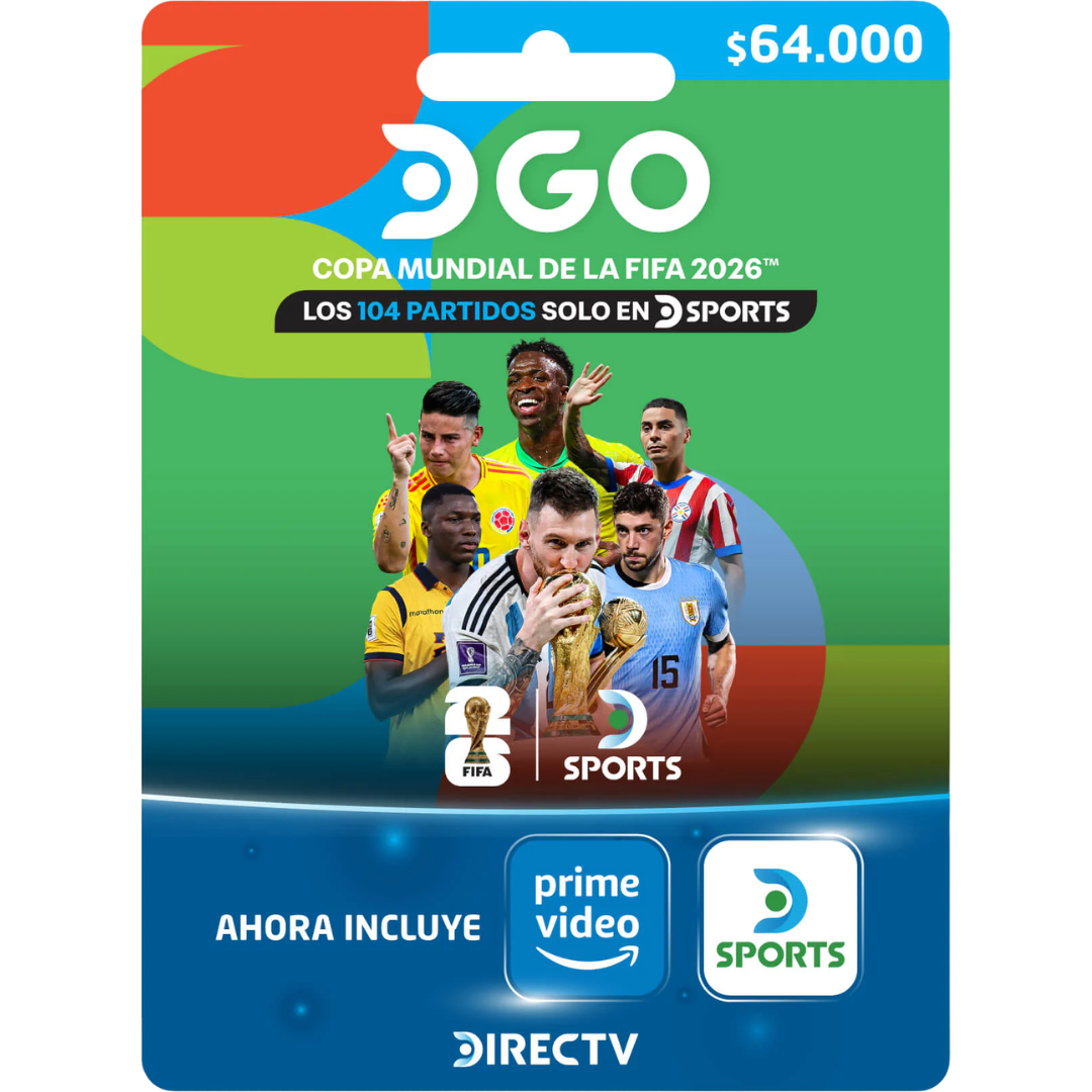 DIRECTV GOカード 64.000 - ライブテレビ、スポーツ、映画、オンデマンドシリーズ