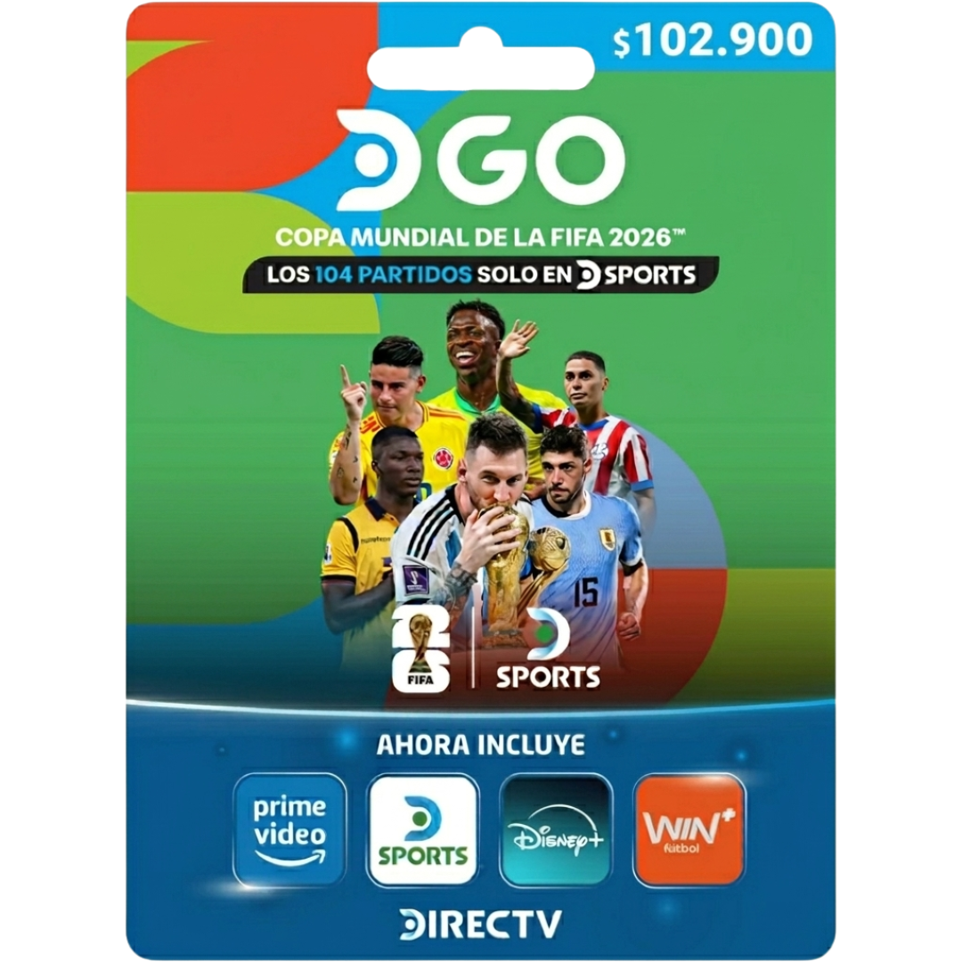 DIRECTV GOカード 102.900 - ライブテレビ、スポーツ、映画、オンデマンドシリーズ