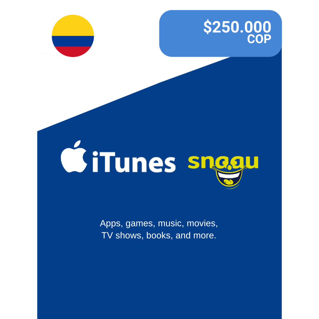 iTunesギフトカード コロンビア $250,000 COP - ゲーム、ゲーム内コンテンツなどに使える即時クレジット