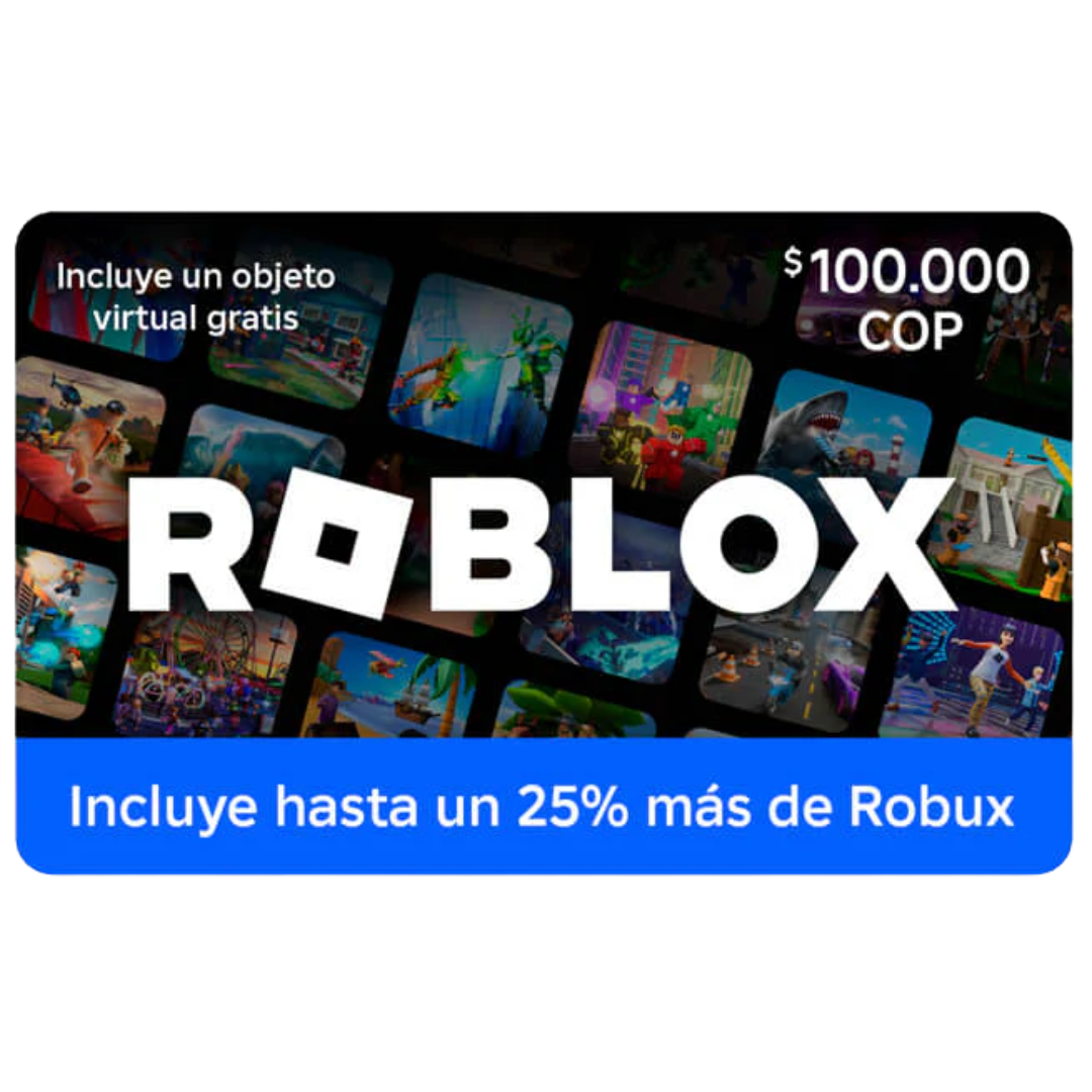 PIN digital Roblox $100.000 – Obtém mais 25% de Robux e recompensas exclusivas